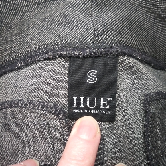 HUE Charcoal Colored Faux Denim Seamed Leg, Split Ankle Leggings - Picture 8 of 10